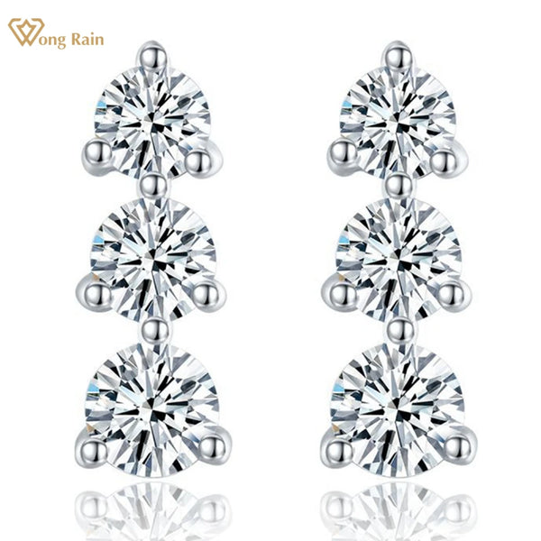 925 Sterling Silver Round Cut Moissanite Earrings for Women