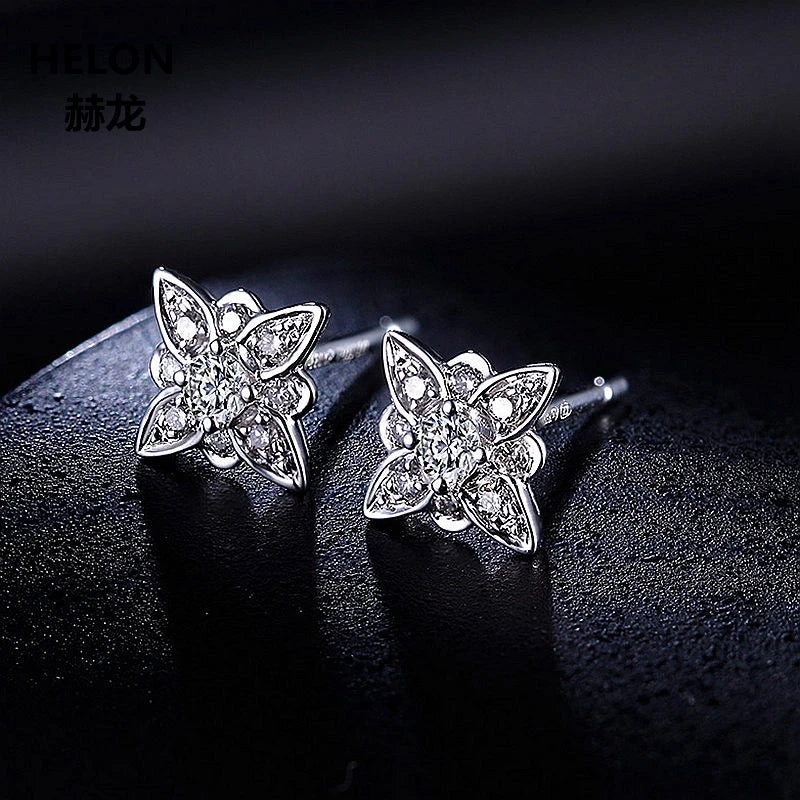 14k White Gold Natural Diamonds 0.16ct Stud Earrings for Women