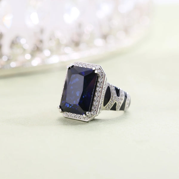 925 Sterling Silver Lab Blue Sapphire Ring for Her