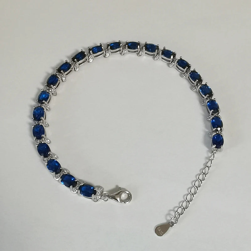 925 Sterling Silver Natural Sapphire Bracelet for Women.