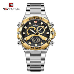 Stainless Steel Luminous Dual Display Watch for Men