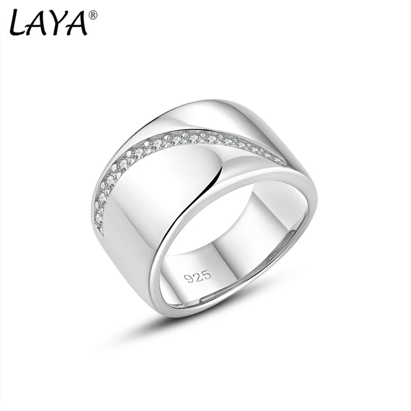 Sterling Silver Shining Zircon Big Wide Ring for Men and Women