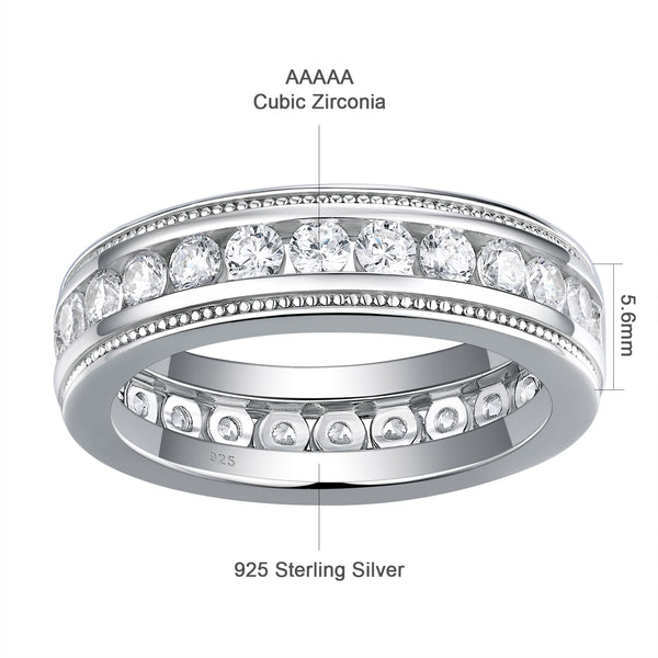 925 Sterling Silver A Cubic Zircon Wedding Rings for Men