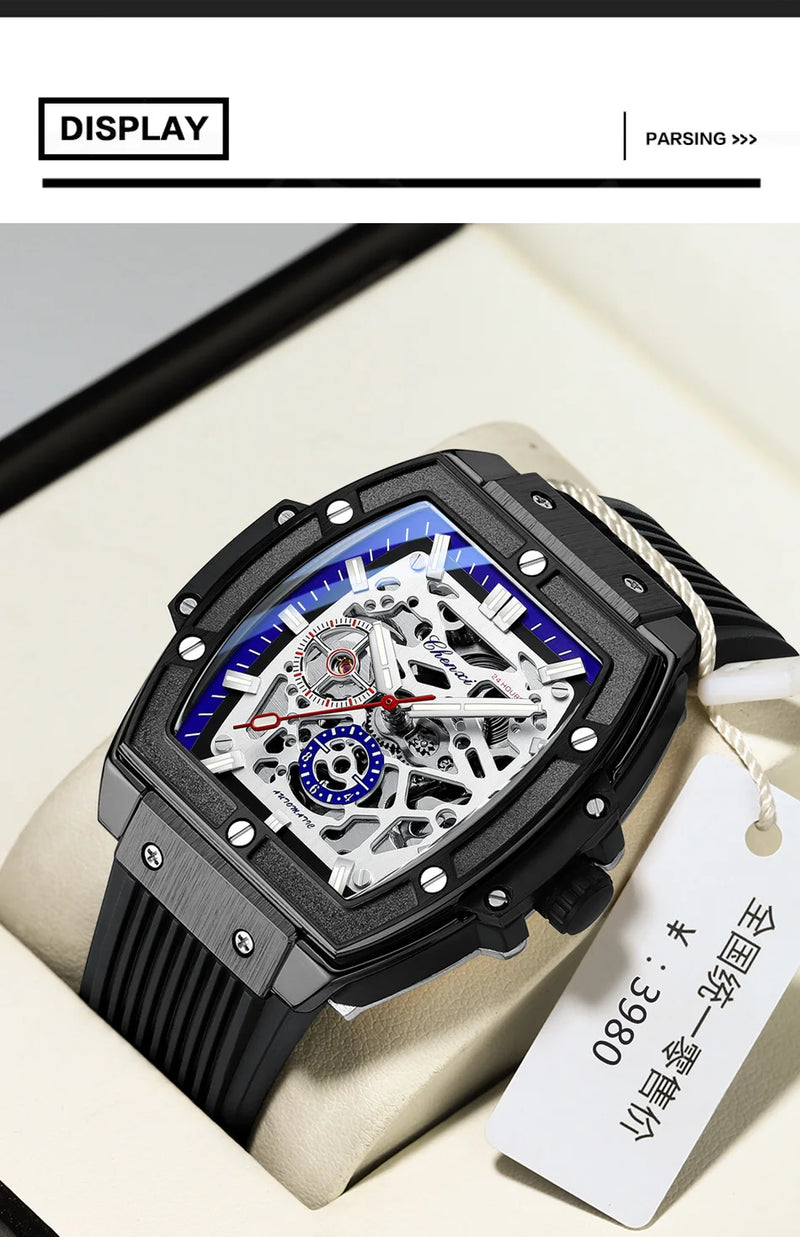 Stainless Steel Silicon Square Luminous Men's Watch