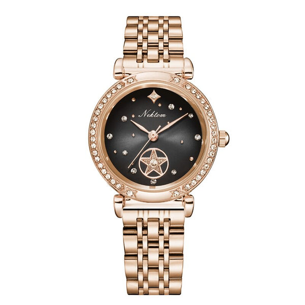 Gold or Silver Stainless Steel Rhinestone Quartz Watch for Women