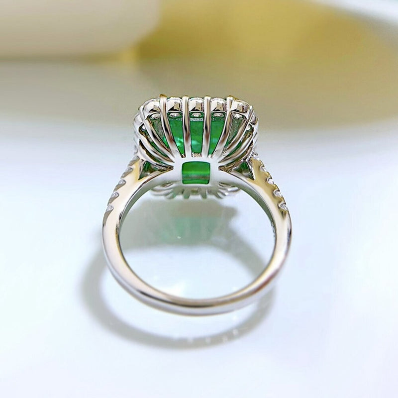 925 Sterling Silver Emerald Cut Emerald 1.00ct Engagement Ring for Her