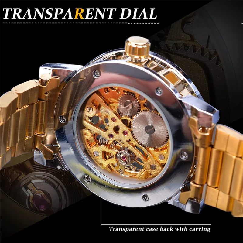 Silver Skeleton Mechanical Wristwatch for Men