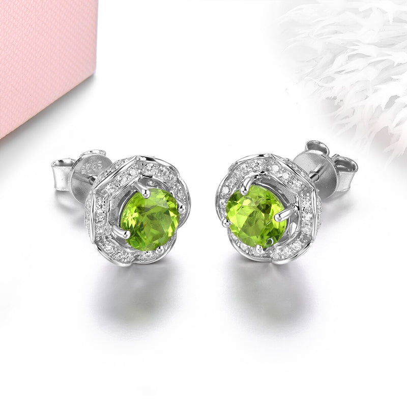 Sterling Silver 2.90 ctw Birthstone Stud Earrings for Women