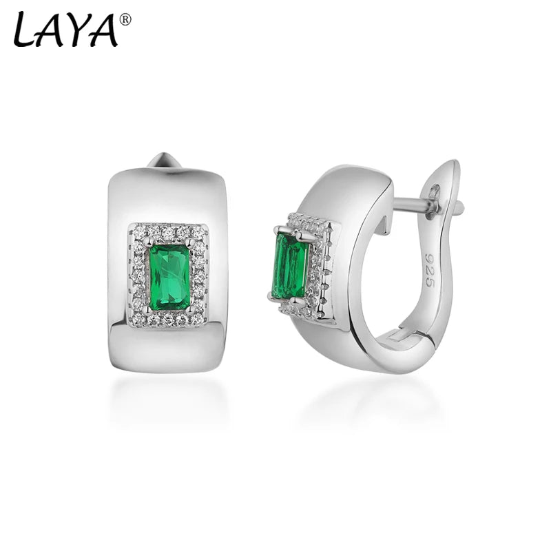 Sterling Silver Green Crystal Clip Earrings for Women