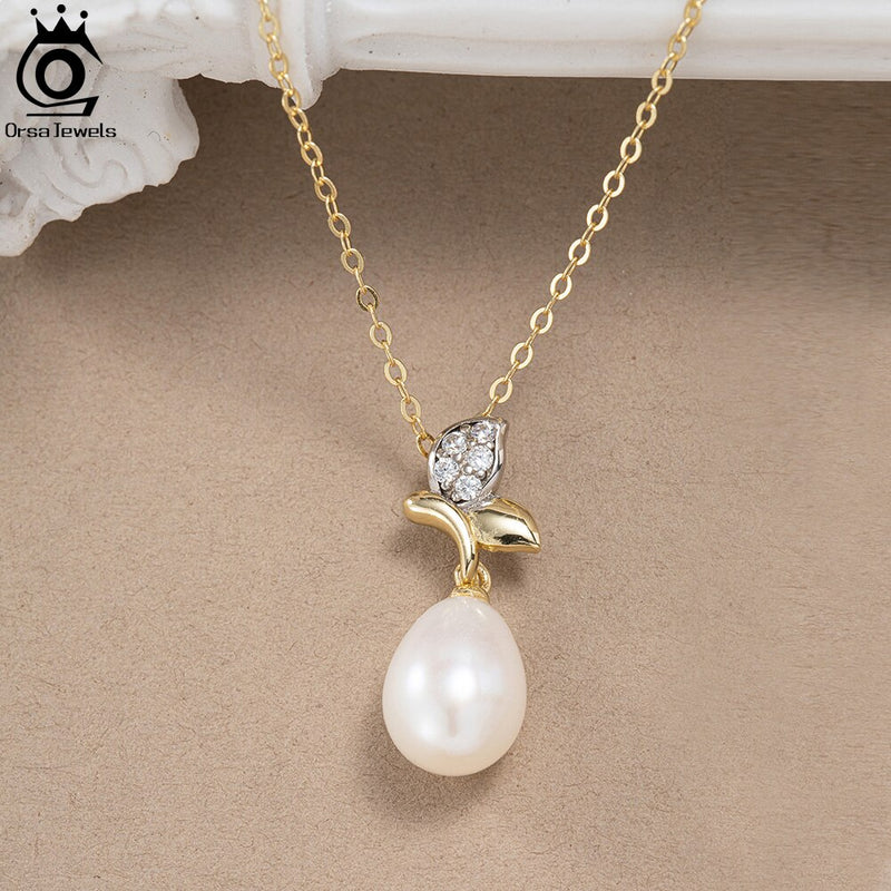 925 Sterling Silver Natural Freshwater Pearl Pendant Necklace for Women