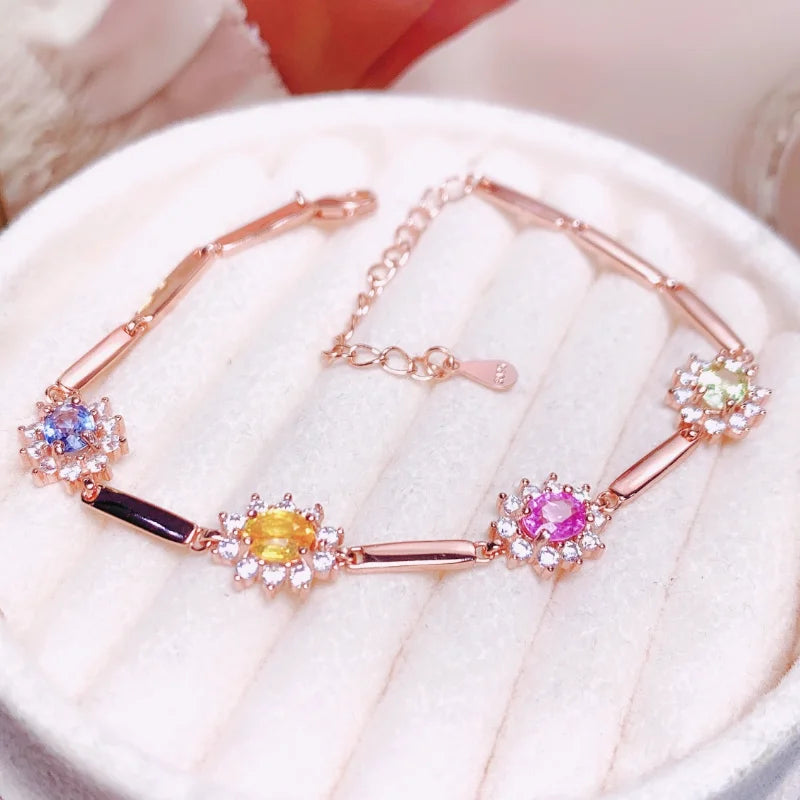 925 Sterling Silver Sapphire Bracelet for Women