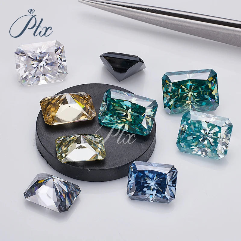 Green Moissanite Loose Gemstones Brilliant & Radiant Cuts