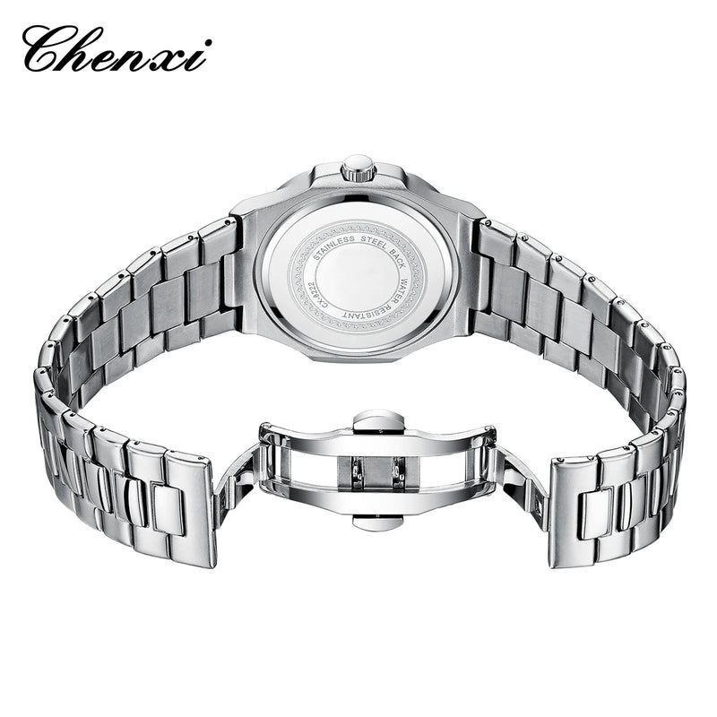 Stainless Steel Silver-Tone Quartz Wristwatch for Women