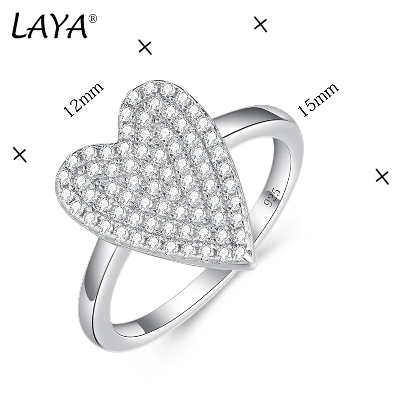 925 Sterling Silver Heart Shaped Zircon Ring for Women