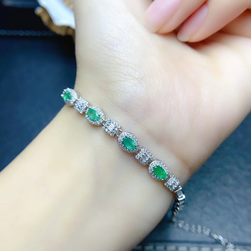 Sterling Silver Emerald Bracelet for Women