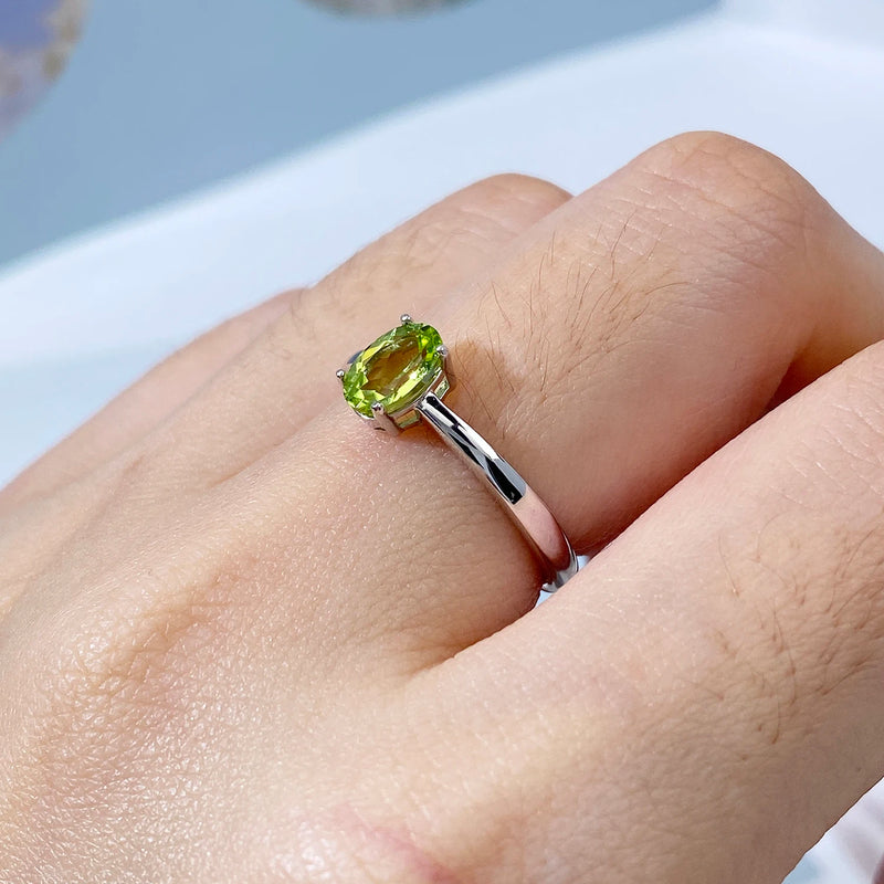 Sterling Silver Peridot Adjustable Ring for Women