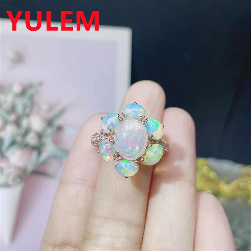 Sterling Silver White Opal Ring for Women