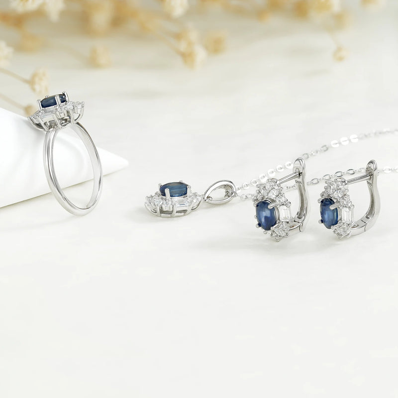 Sterling Silver Sapphire Jewelry Sets for Women