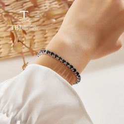 925 Silver Natural Black Spinel Bracelet for Women