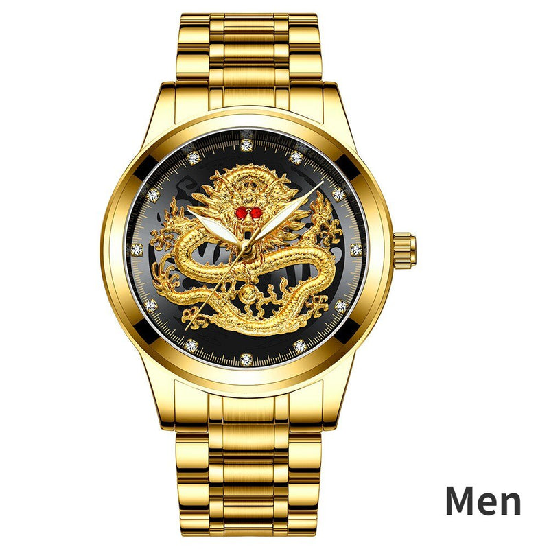 Gold Dragon Phoenix Couple Watches