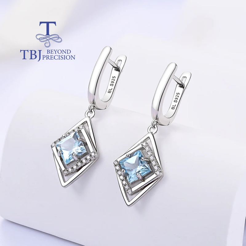 925 Sterling Silver Sky Blue Topaz Earrings for Women