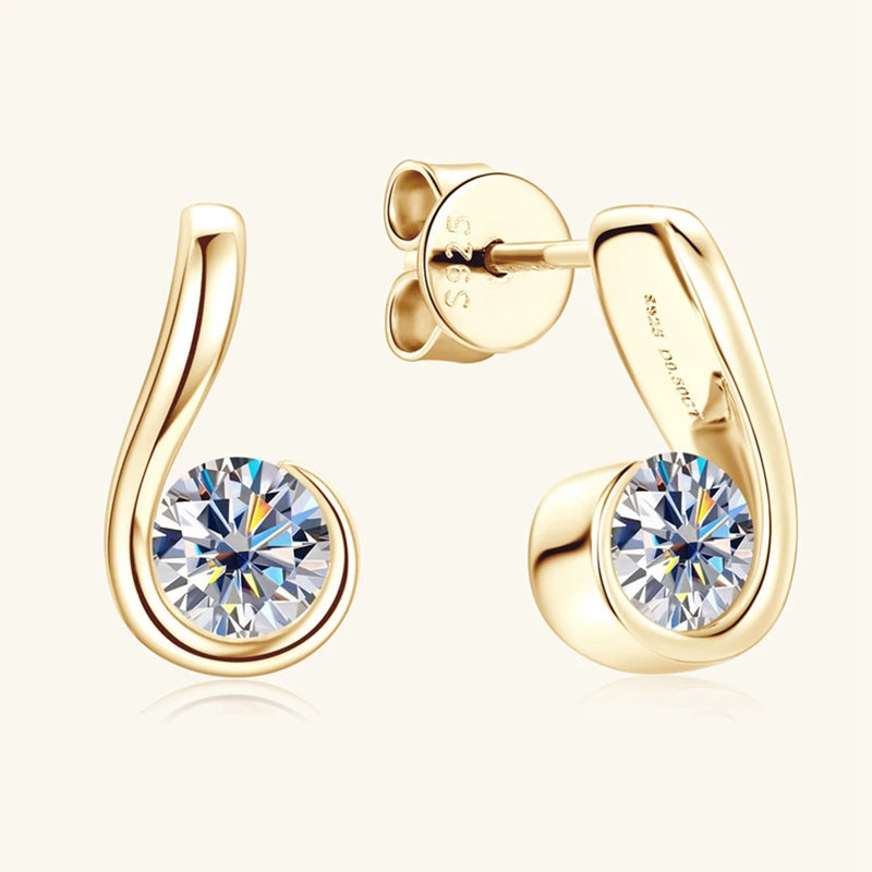 18K Gold Plated Sterling Silver 5MM Moissanite Stud Earrings for Her