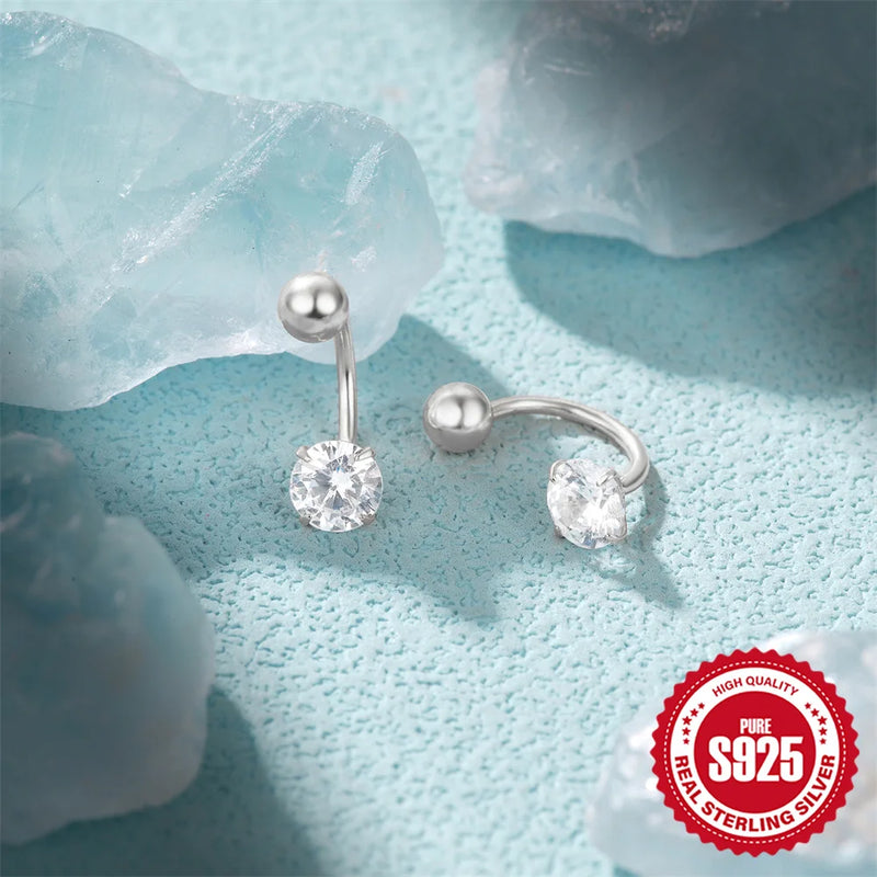 925 Sterling Silver Zircon Ball Stud Earrings For Women