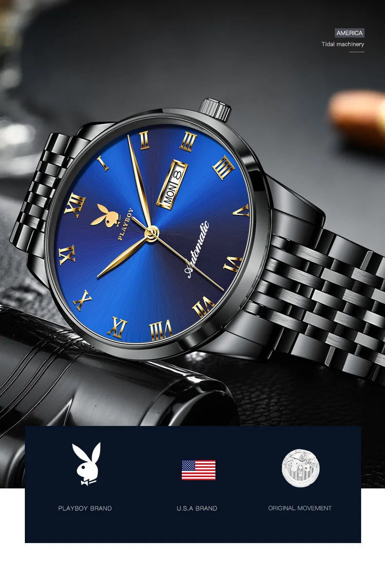 Stainless Steel Waterproof Automatic Mechanical Watch for Men