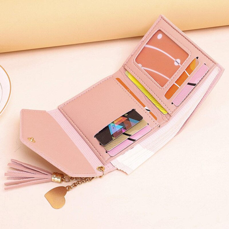 Pink Mini Tassel Pendant Wallet Mini Wallet for Women