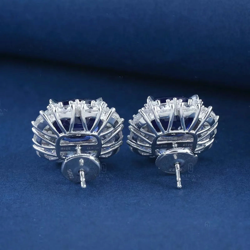 925 Sterling Silver Sapphire Earrings for Women