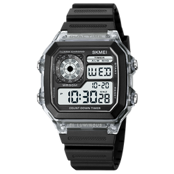 Stainless Steel Digital Sport Watch with Countdown Timer for Men