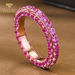 925 Sterling Silver White/Pink Zircon Solid Ring for Women