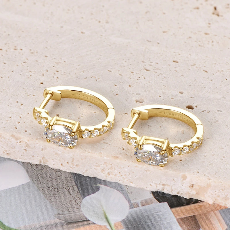 18K Gold Plated Sterling Silver Moissanite Drop Earrings for Women