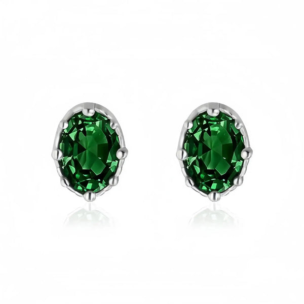 Sterling Silver 2.00 ctw Emerald Stud Earrings for Women