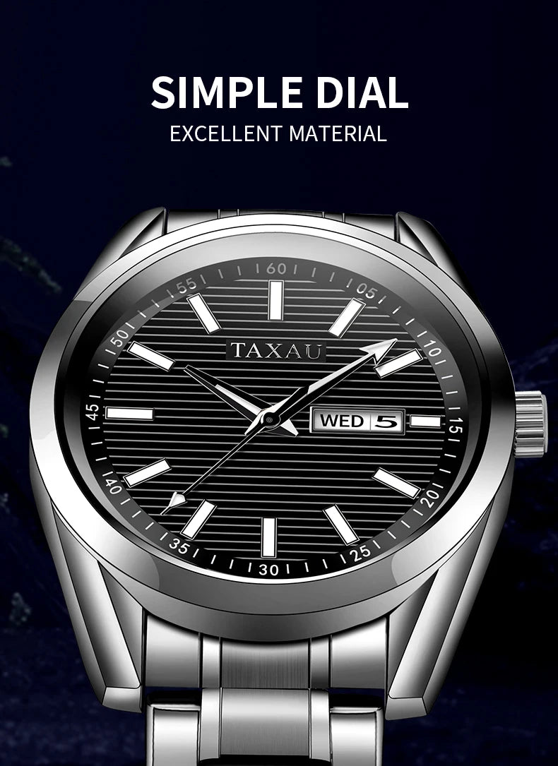 Stainless Steel Quartz Luminous Casual Watch for Men