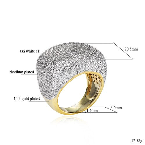 925 Silver Cubic Zirconia Hip Hop Ring for Men