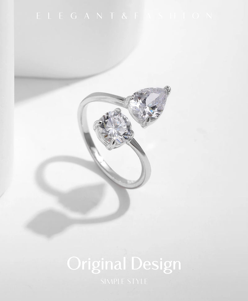 Sterling Silver CZ Intertwining Line Rings for Women