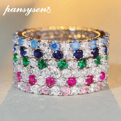 Sterling Silver Round Cut Sapphire & Emerald Diamond Wedding Band for Women