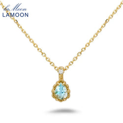 925 Sterling Silver Gold Plated Aquamarine Pendant Necklace for Women