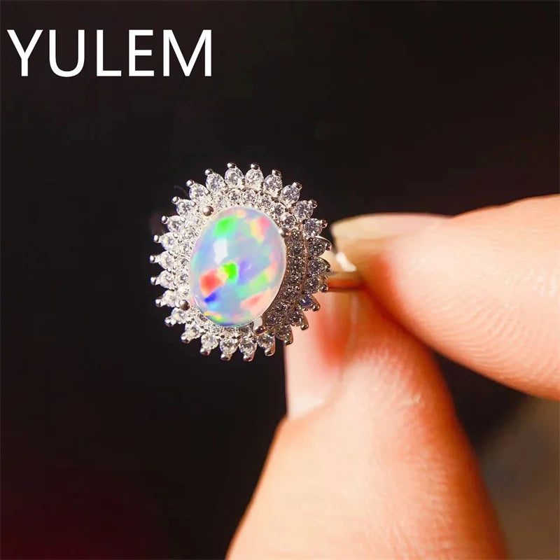 Sterling Silver Natural Opal Ring for Woman