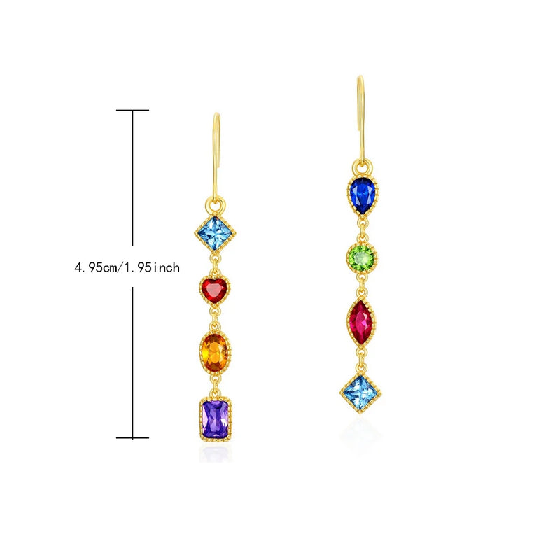 925 Sterling Silver Rainbow Zircon Earrings for Women