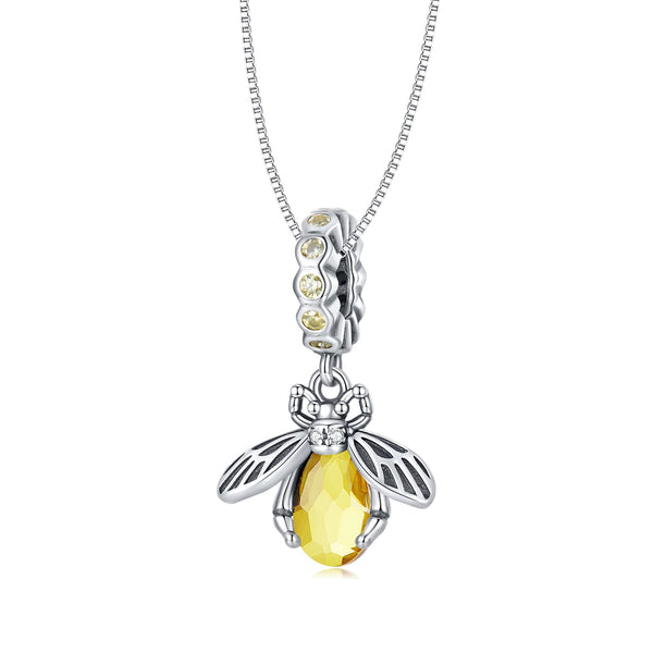 925 Sterling Silver Bee Pendant Necklace for Women