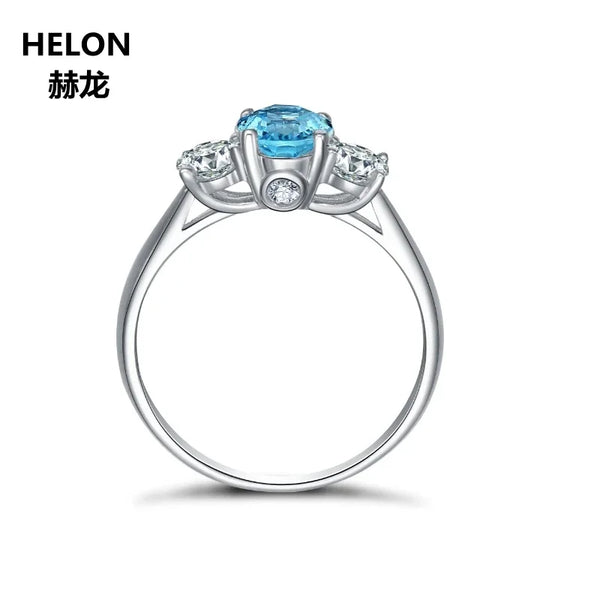 14k White Gold 0.66ctw Diamond and Topaz Engagement Ring for Women