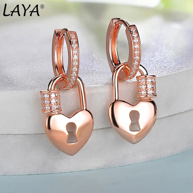 Sterling Silver Zircon Heart Huggie Earrings for Women