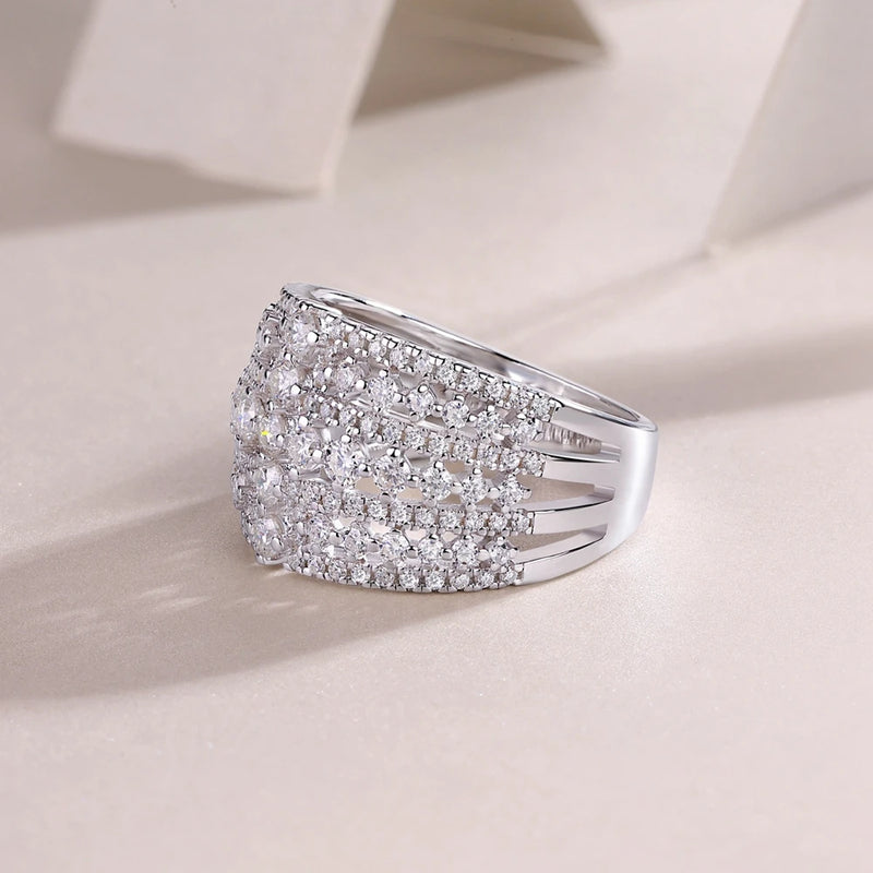 925 Sterling Silver Full Diamond Cocktail Ring for Women