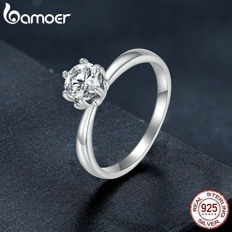 925 Sterling Silver 0.80ct Round Moissanite Engagement Ring for Women