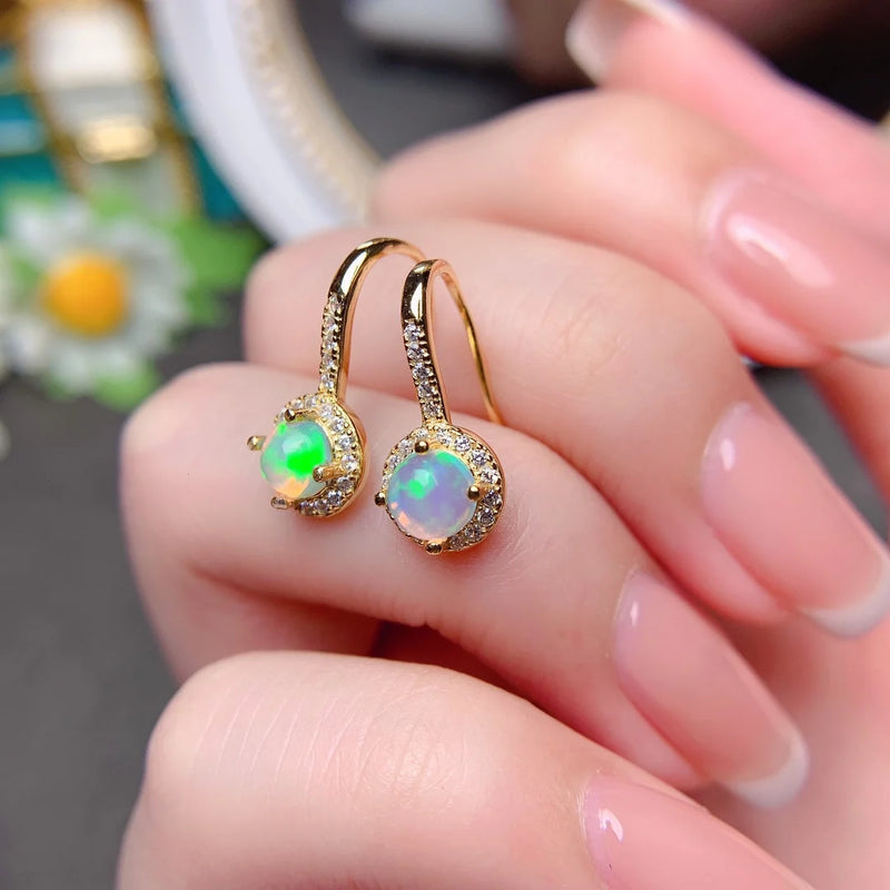 18K Gold Plated Natural Opal Earrings for Women