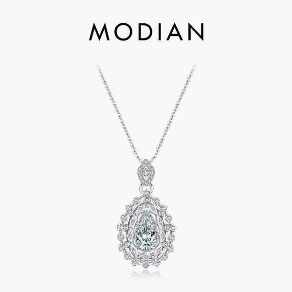 Sterling Silver Water Drop CZ Pendant Necklace for Women