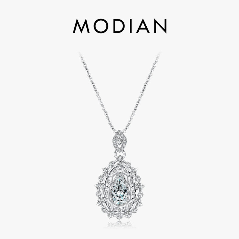 Sterling Silver Water Drop CZ Pendant Necklace for Women