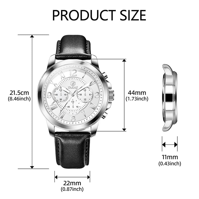 Leather Quartz Chronograph Watch for Men